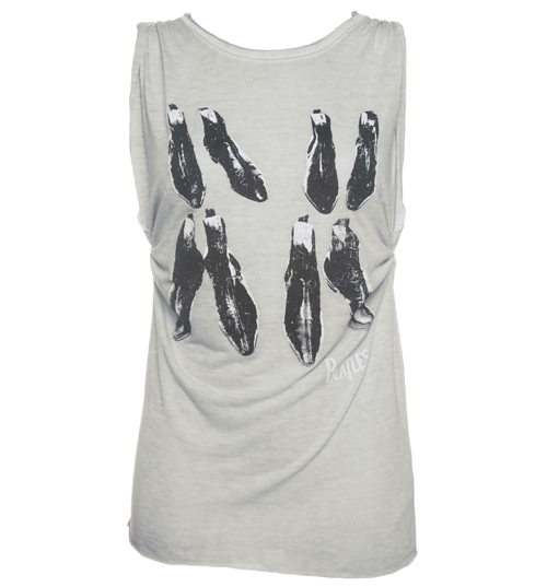 Ladies Grey Vintage Wash Beatles Boots Rolled