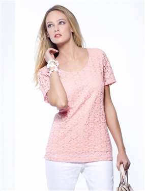 Ladies Guipure Lace Short-Sleeved T-Shirt