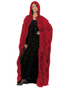 Ladies Hooded Coffin Drape Cape (Red)