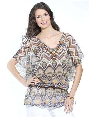 Ladies Kaftan Style Print Blouse