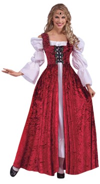 Ladies Medieval Red Lace Up Gown