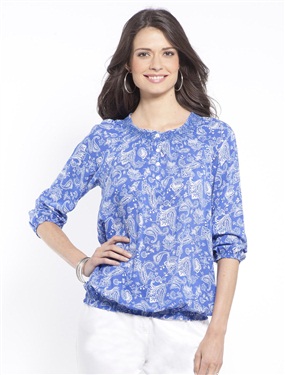 Paisley Print Smocked Blouse
