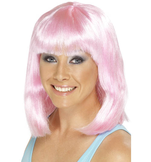 Ladies Pink Retro Wig