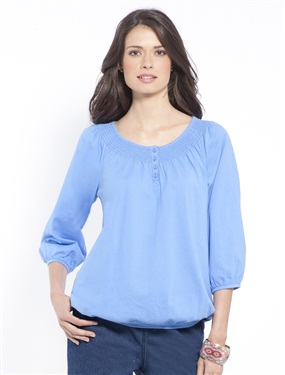 Ladies Plain Cotton Smocked Blouse