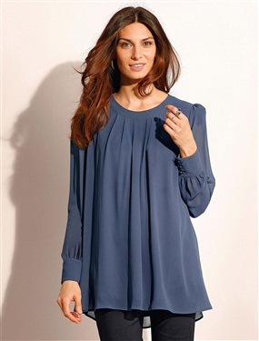 Ladies Pleat Front Voile Blouse