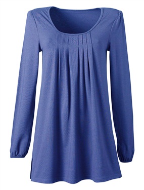Pleated T-Shirt with Long Sleeves