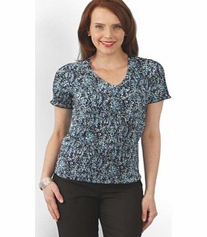 Ladies Pleated T-Shirt with Trimmed V-Neckline