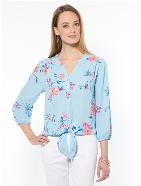 Printed Blouse with Bow Detail