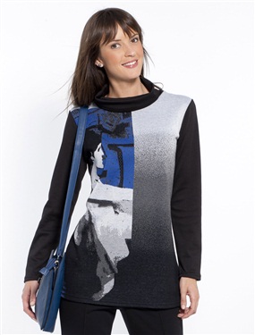 Ladies Printed Cowl Neck T-Shirt