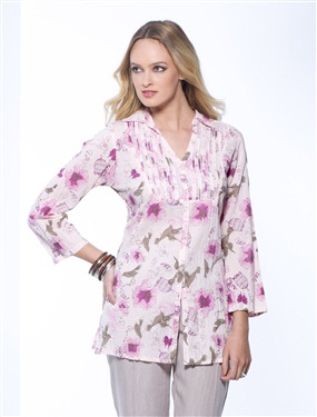 Printed Crinkle Cotton Blouse