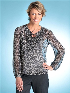 Ladies Printed Crinkle Voile Blouse