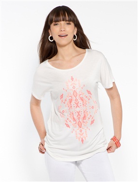 Ladies Printed T-Shirt with T-Shaped Sleeves