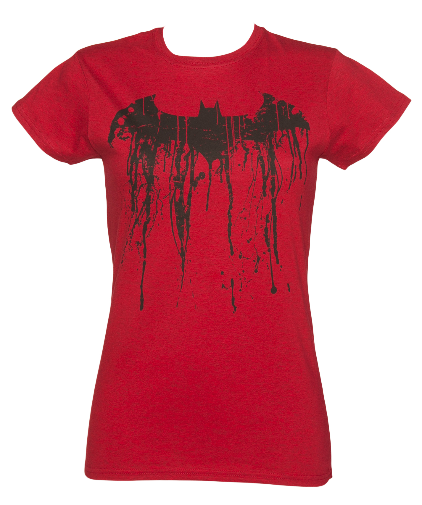 Ladies Red Batman Graffiti Logo T-Shirt