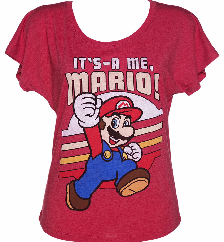 Ladies Red Marl Nintendo Its Me Mario Slouch