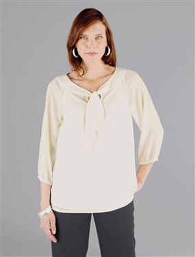 Ladies Scoop Bow Neckline Blouse