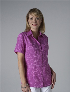Ladies Seersucker Shirt Style Blouse