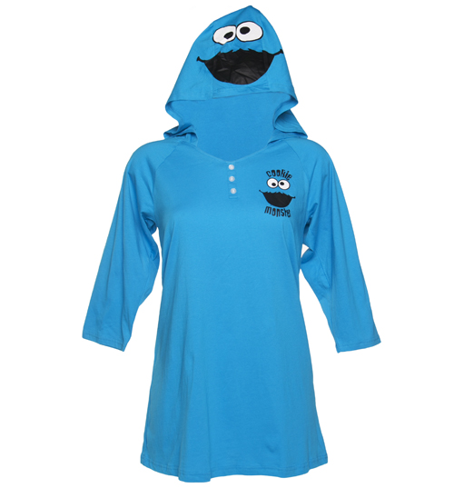 Ladies Sesame Street Cookie Monster Hooded Night
