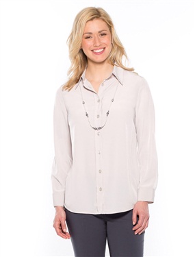 Ladies Shirt Style Blouse with Bead Necklace