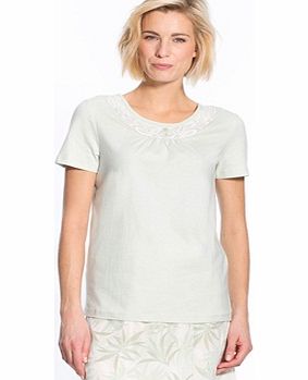 Ladies Short-Sleeved Embroidered T-Shirt