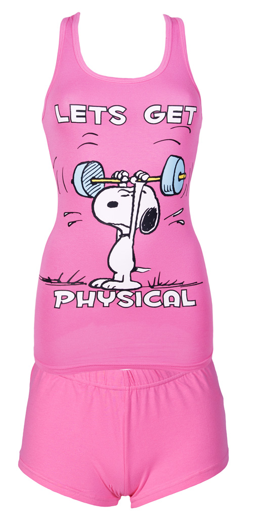 ladies Snoopy Get Physical PJ Shorts Set