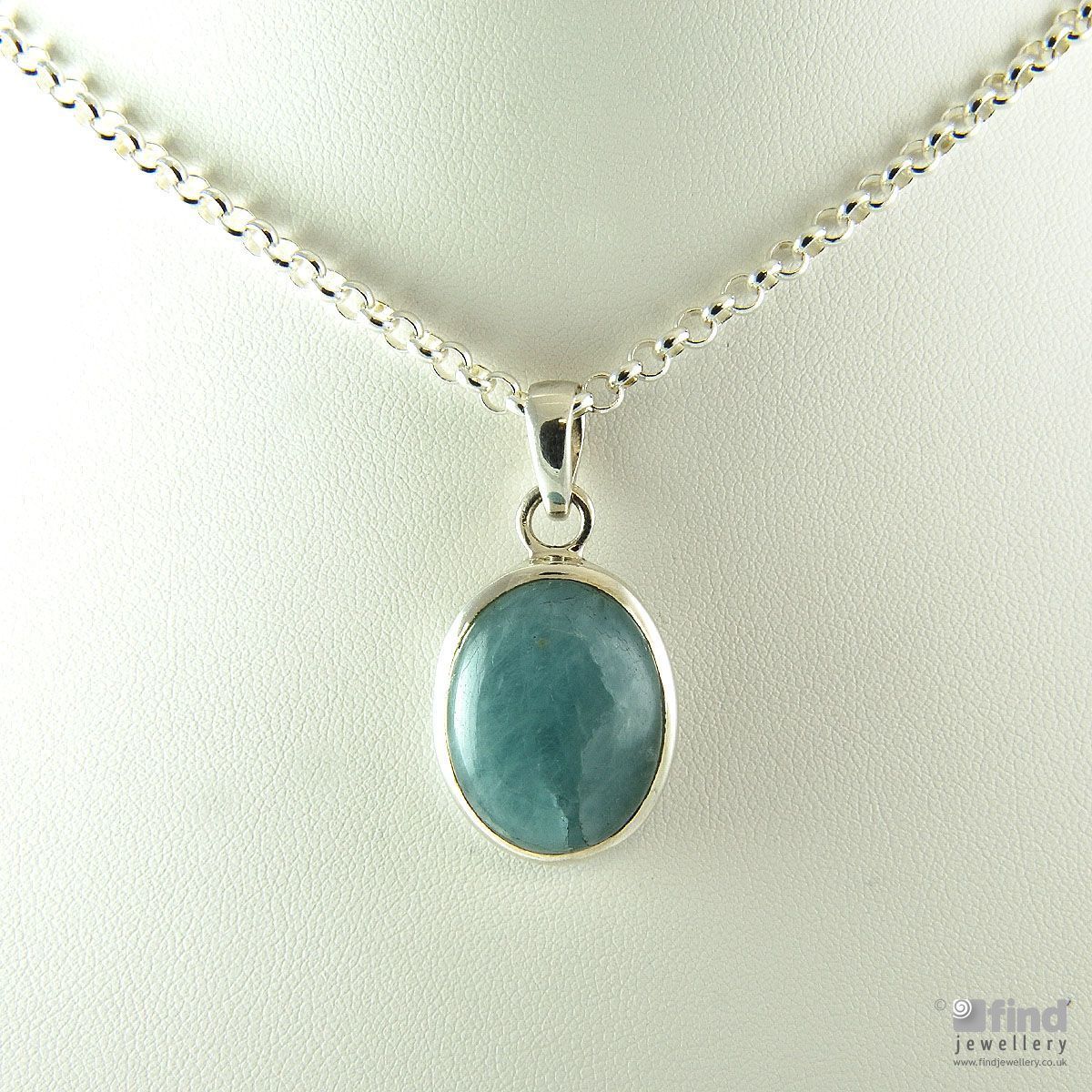 Ladies Sterling Silver Aquamarine Pendant Necklace