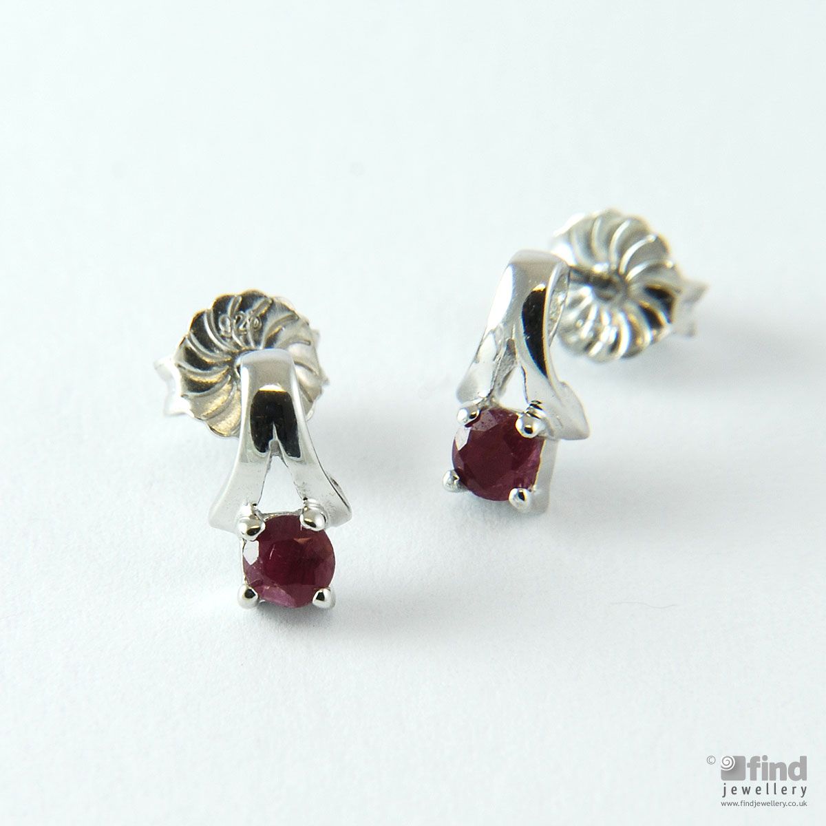 Ladies Sterling Silver Ruby Earrings
