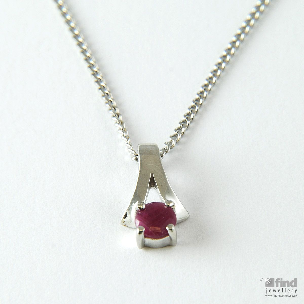 Ladies Sterling Silver Ruby Pendant Necklace