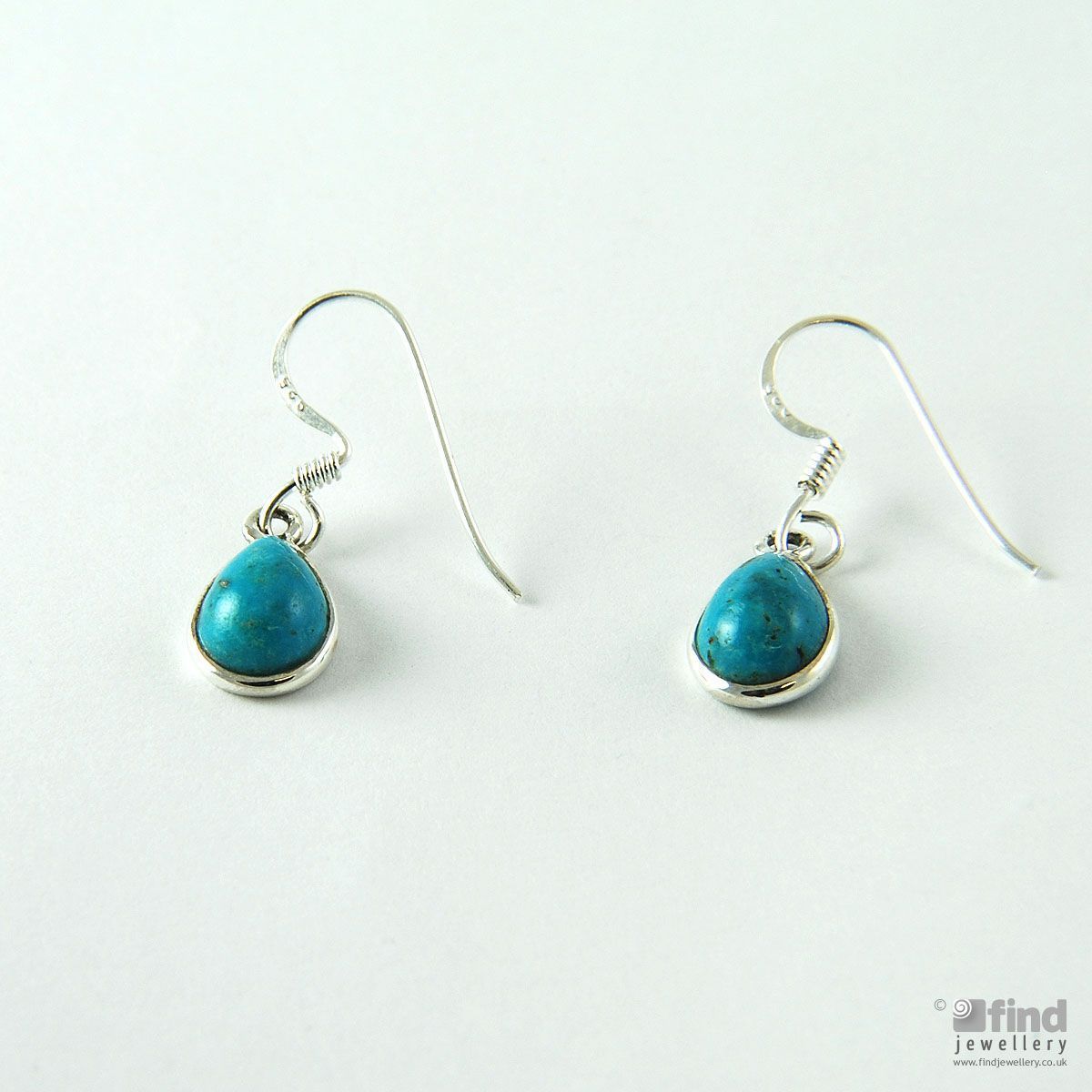 Ladies Sterling Silver Turquoise Drop Earrings