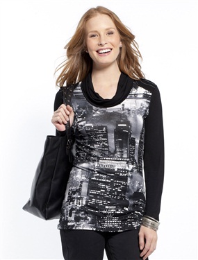 Stretch Cowl Neck T-Shirt