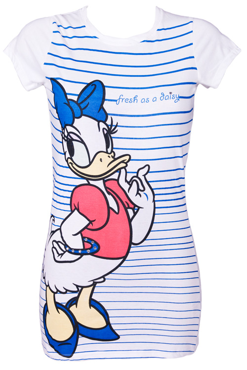 ladies Stripe Daisy Duck T-Shirt
