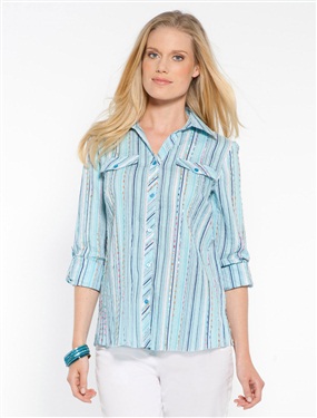 Ladies Striped Blouse, Standard Bust Fitting