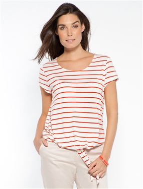 Ladies Striped Cap Sleeve T-shirt