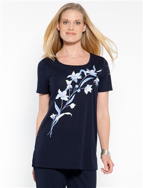 Ladies T-Shirt with Flower Motif