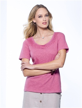 Ladies T-Shirt With Pretty Cornely Embroidery