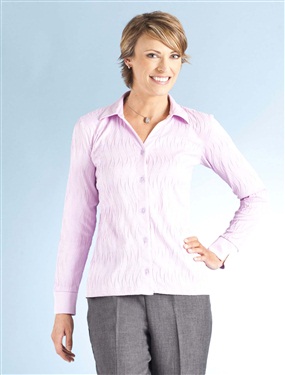 Ladies Textured Fabric Shirt Style Blouse