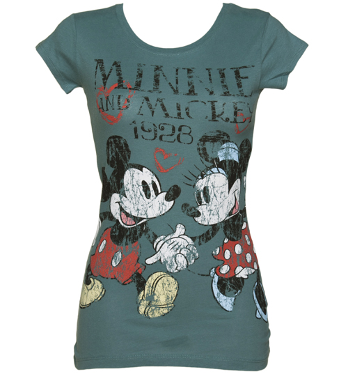 Ladies Vintage Distressed Print Mickey And