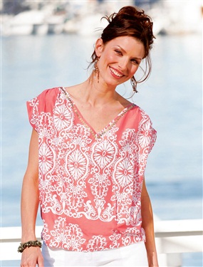 Ladies Voile Blouse with Sequinned Edging