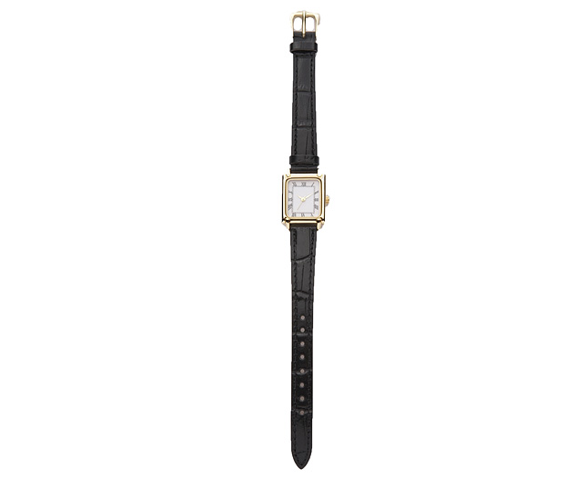 ladies Watch With Leather Strap - Square Face