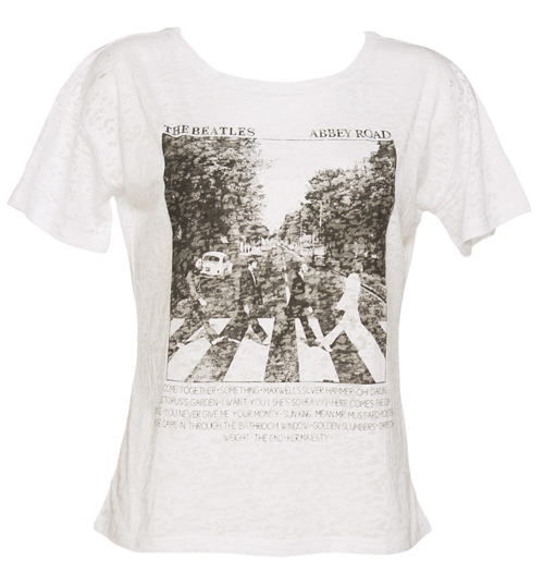 Ladies White Abbey Road Oversized Boxy Burnout