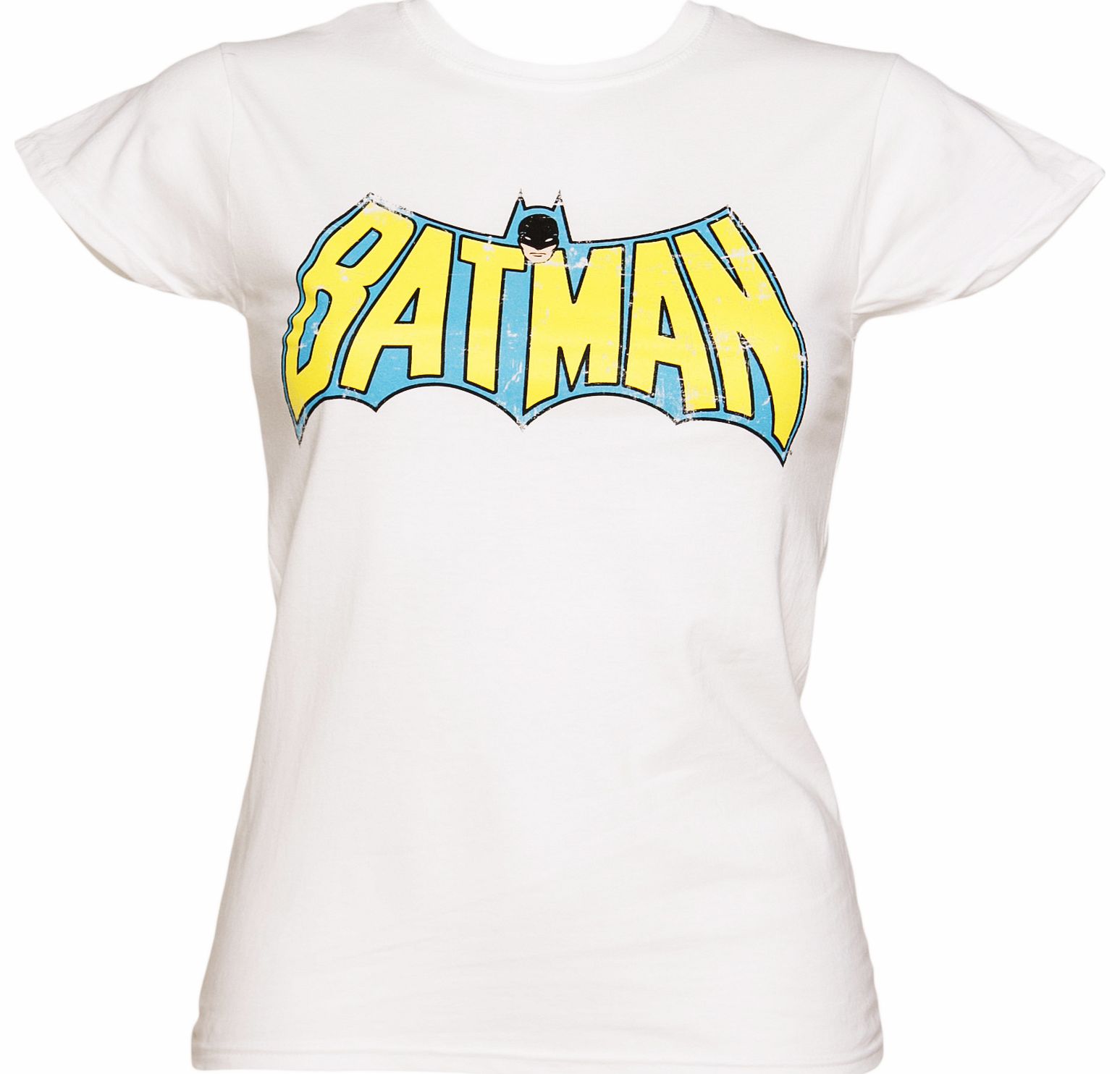 Ladies White Batman Winged Logo DC Comics T-Shirt
