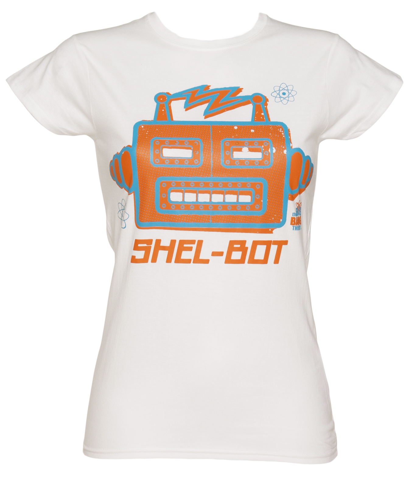 Ladies White Shel-Bot Big Bang Theory T-Shirt