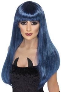 Ladies Wig - Glamour Witch, Blue Long
