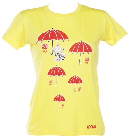 Ladies Yellow Moomins Little My Umbrellas T-Shirt