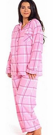 Lady Olga COSY Pink Fleece Check Ladies Pyjamas PJs (3 Sizes)