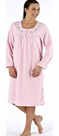 Lady Selena Ladies Embroidered Fleece Nightdress LN80 Pink 18-20