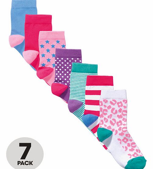 Ladybird Pack of Seven Girls Print Socks