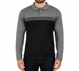 Lagerfeld Navy panel long-sleeved cotton polo