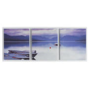 Lake And Boats 3 Panel Canvas 40X100cm