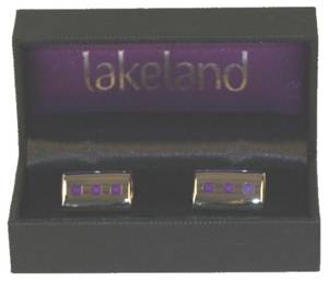 Lakeland Boxed 3 Dot Enamel Cufflinks in Purple