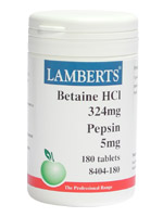 Betaine HCl 324mg/Pepsin 5mg 180 tablets